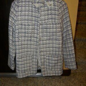 Women Size Small - White/Black/Silver Blazer - Jacket by H&M with Pearl Buttons